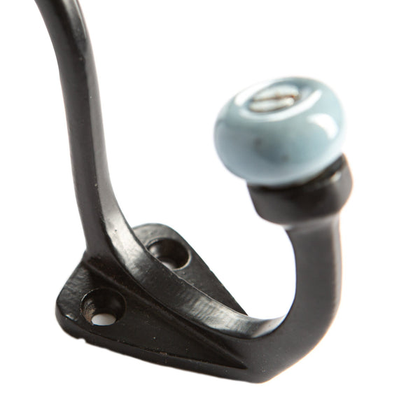 Nicola Spring 30mm X 105mm Grey Ceramic Ball Black Hat & Coat Hook
