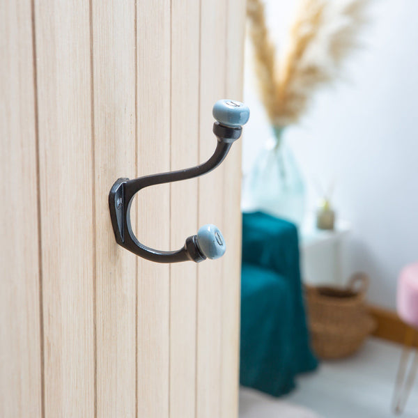 Nicola Spring 30mm X 105mm Grey Ceramic Ball Raw Hat & Coat Hook