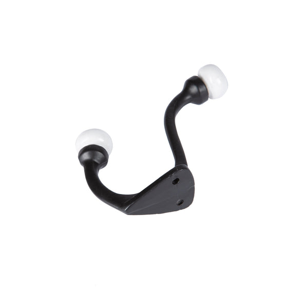 Nicola Spring 30mm X 105mm White Ceramic Ball Black Hat & Coat Hook
