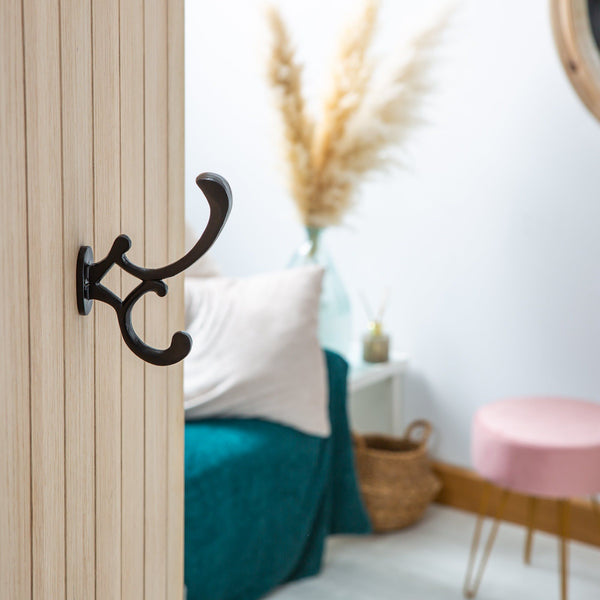 Nicola Spring 30mm X 130mm Black Ornamental Hat & Coat Hook