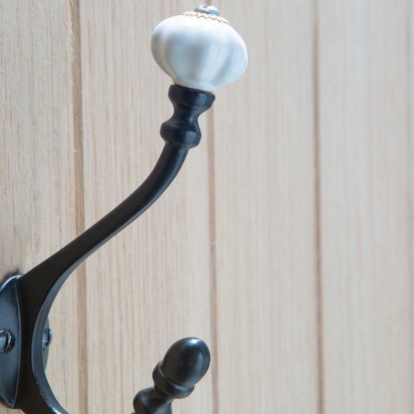 Nicola Spring 30mm X 140mm Black Ceramic Flower Hat & Coat Hook