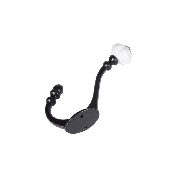 Nicola Spring 30mm X 140mm Black Ceramic Flower Hat & Coat Hook