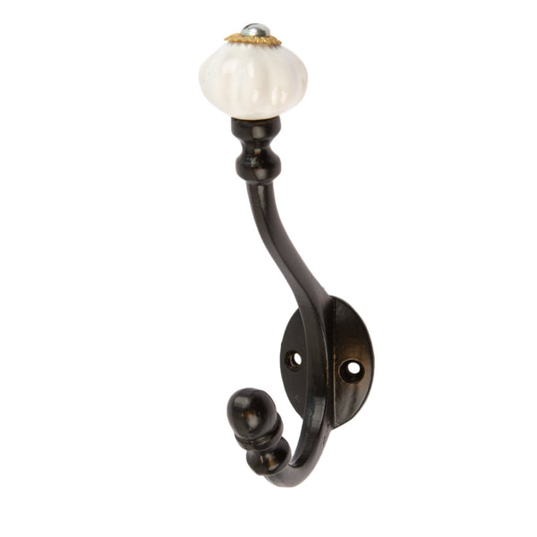 nicola spring 30mm x 140mm Black Ceramic Flower Hat & Coat Hook