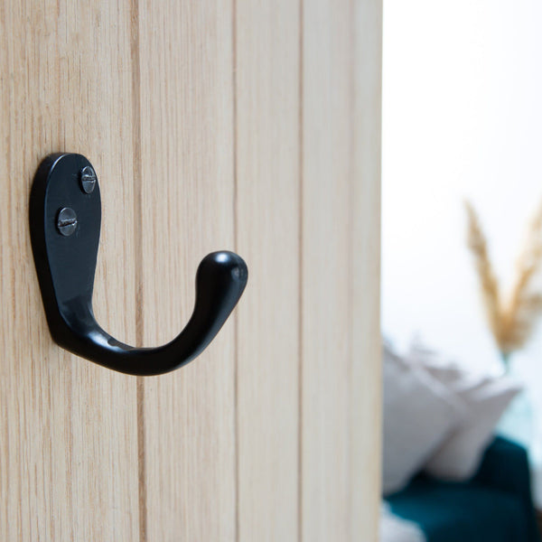 Nicola Spring 30mm X 55mm Black Narrow Single Robe Hook
