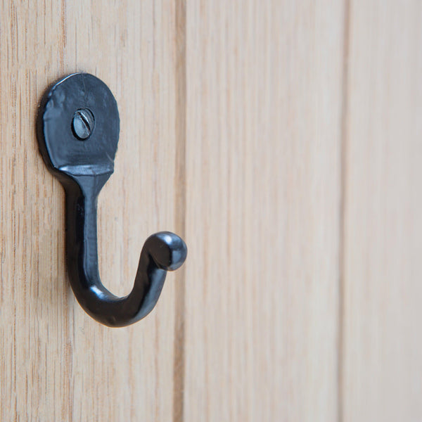 Nicola Spring 30mm X 65mm Black Hammered Round Plate Single Hook