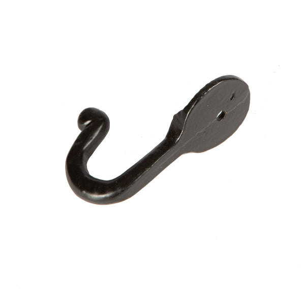 Nicola Spring 30mm X 65mm Black Hammered Round Plate Single Hook