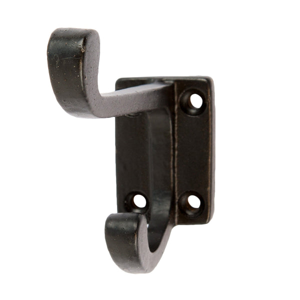 nicola spring 30mm x 85mm Black Rectangular Plate Rounded Hat & Coat Hook