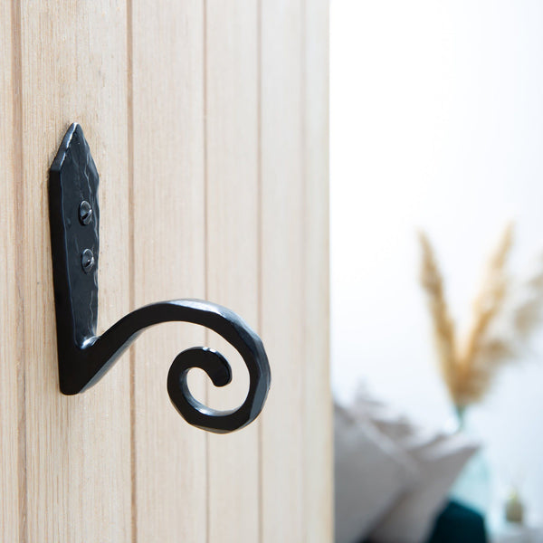 Nicola Spring 30mm X 95mm Black Hammered Scroll Hook