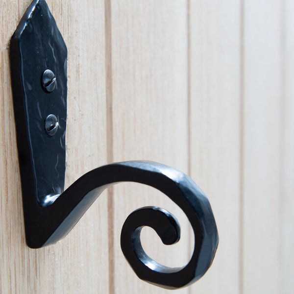 Nicola Spring 30mm X 95mm Black Hammered Scroll Hook