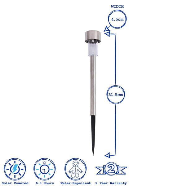 Nicola Spring 31.5cm Stainless Steel Solar Pathway Light