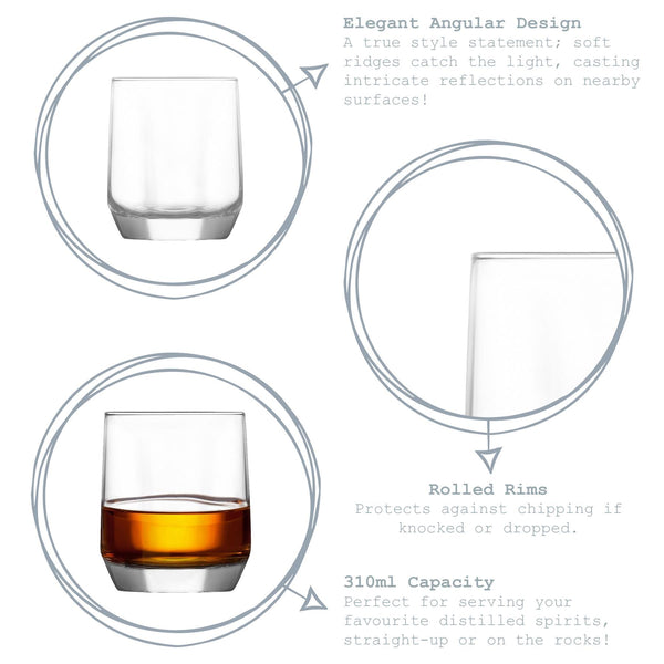 Nicola Spring 310ml Diamond Whisky Glasses - Pack Of Six