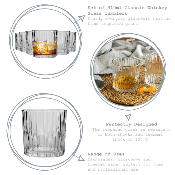 Nicola Spring 310ml Manhattan Whisky Glasses - Pack Of Six