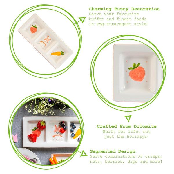Nicola Spring 31cm White Easter Bunny Dolomite Snack Plate