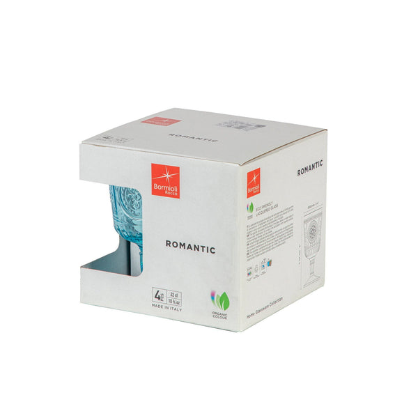 Nicola Spring 320ml Blue Romantic Wine Glasses - Pack Of Four