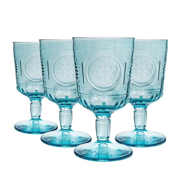 nicola spring 320ml Blue Romantic Wine Glasses - Pack of Four