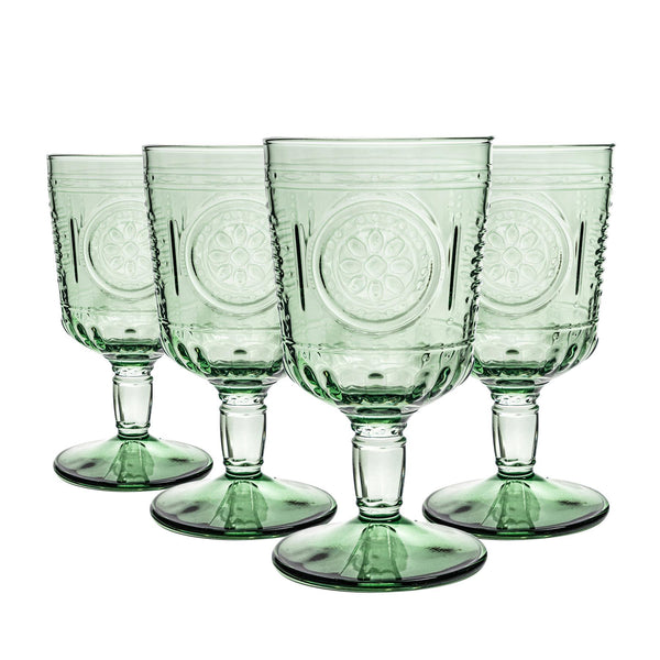nicola spring 320ml Green Romantic Wine Glasses - Pack of Four
