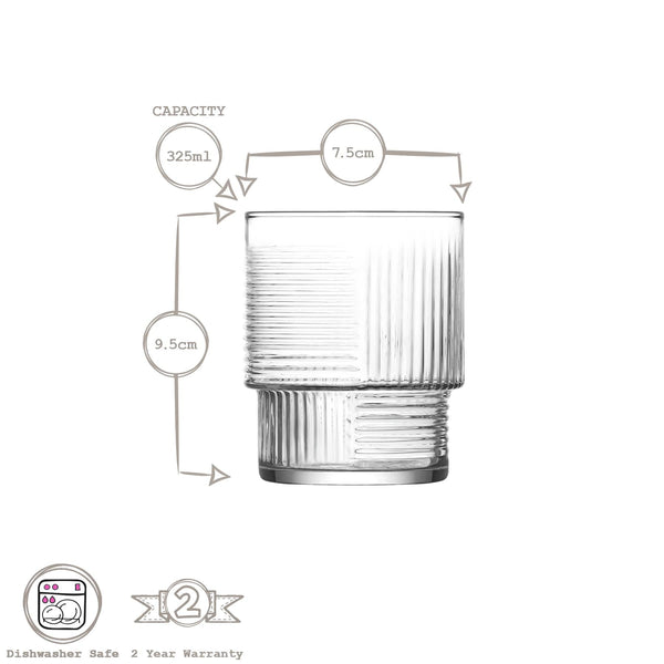 Nicola Spring 325ml Helen Stacking Whisky Glasses - Pack Of 6