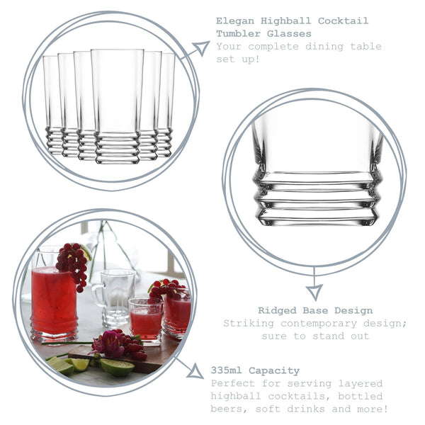 Nicola Spring 335ml Elegan Highball Glasses - Pack Of Six