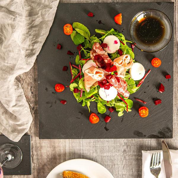 Nicola Spring 33cm Black Square Linea Slate Placemats - Pack Of Six