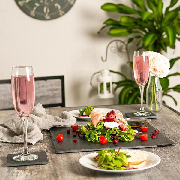 Nicola Spring 33cm Black Square Linea Slate Placemats - Pack Of Six