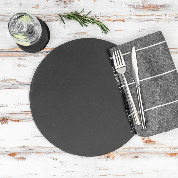 Nicola Spring 33cm Round Slate Placemats - Pack Of Six