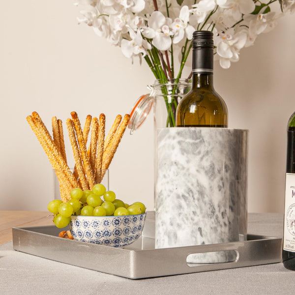 Nicola Spring 34.5cm X 25cm Silver Rectangle Lacquer Tray