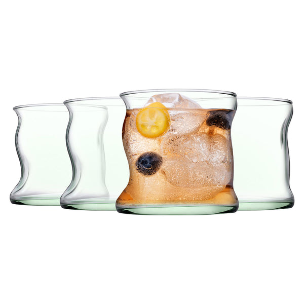 nicola spring 340ml Aware Amorf Recycled Glass Tumblers - Green - Pack of Four