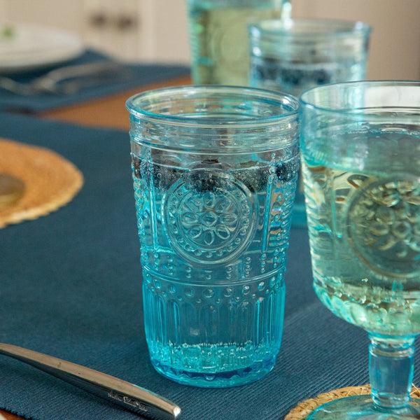 Nicola Spring 340ml Blue Romantic Highball Glasses - Pack Of Four