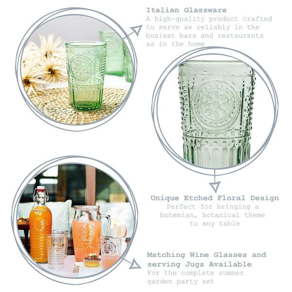 Nicola Spring 340ml Green Romantic Highball Glasses - Pack Of Four