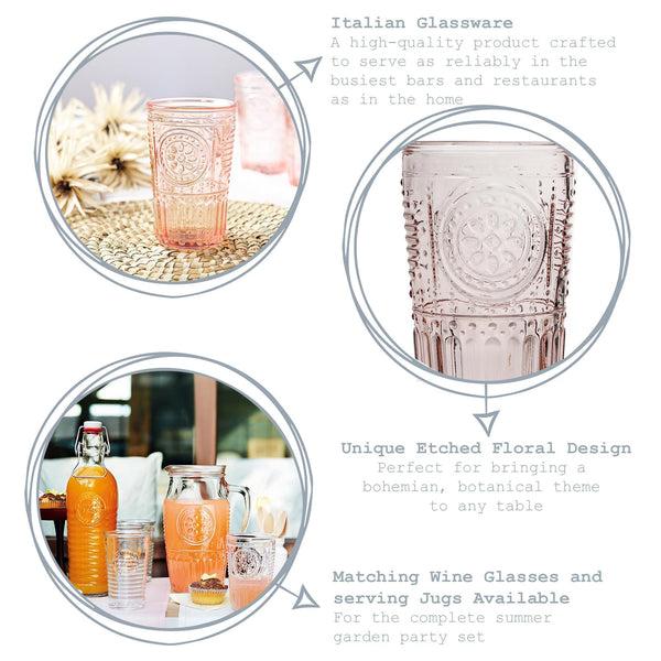 Nicola Spring 340ml Pink Romantic Highball Glasses - Pack Of Four