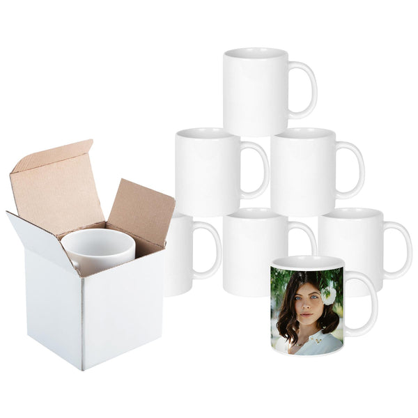 nicola spring 350ml Blank Stoneware Sublimation Mugs - White - Pack of 6