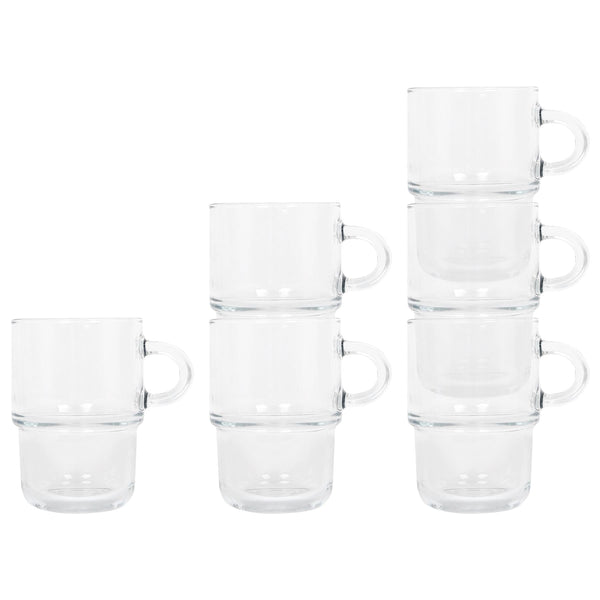 nicola spring 350ml Cozy Stacking Glass Coffee Cups - Pack of Six