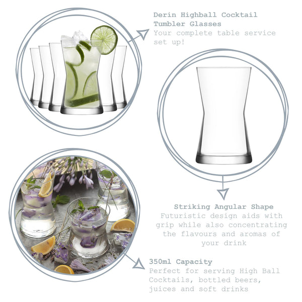 Nicola Spring 350ml Derin Highball Glasses - Pack Of Six