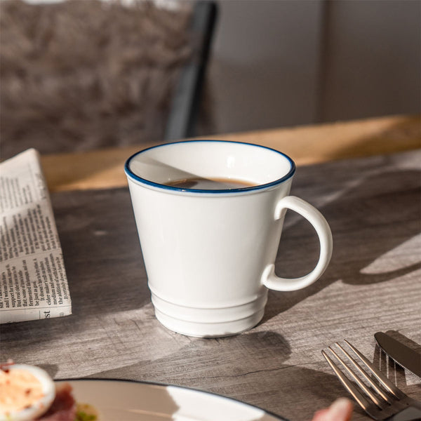 Nicola Spring 350ml Farmhouse White Porcelain Coffee Mugs - Pack Of Six