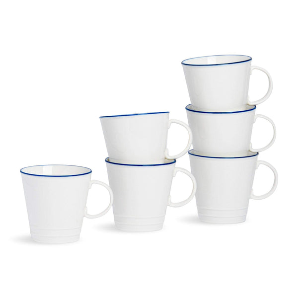 nicola spring 350ml Farmhouse White Porcelain Coffee Mugs - Pack of Six