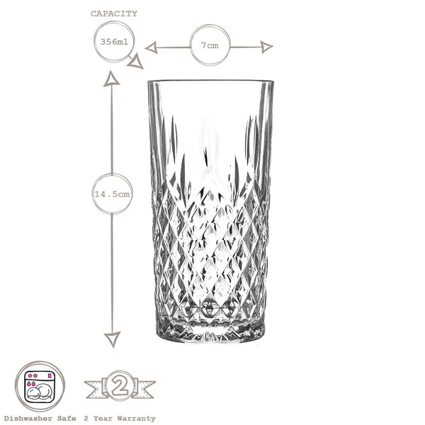 Nicola Spring 356ml Odin Highball Glasses - Pack Of Six