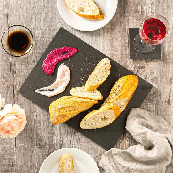 Nicola Spring 35cm X 25cm Black Rectangle Linea Slate Placemats - Pack Of Six