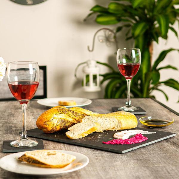 Nicola Spring 35cm X 25cm Black Rectangle Linea Slate Placemats - Pack Of Six