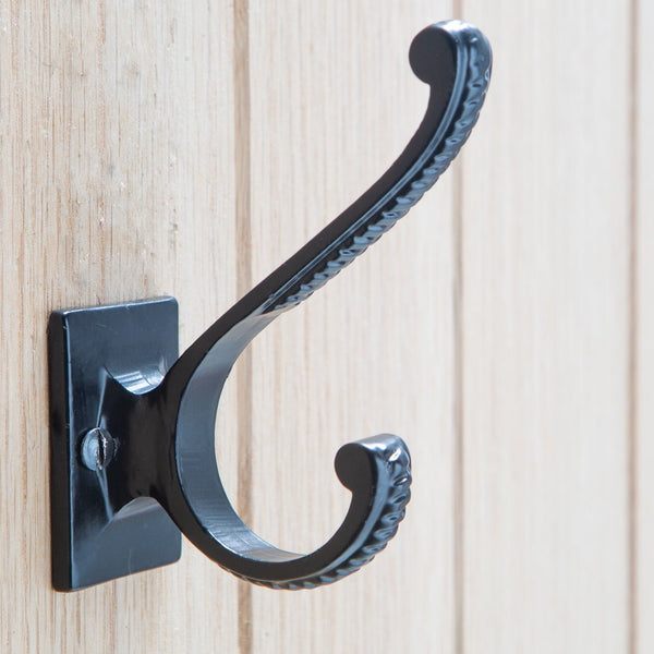 Nicola Spring 35mm X 100mm Black Square Back Scroll Hat & Coat Hook