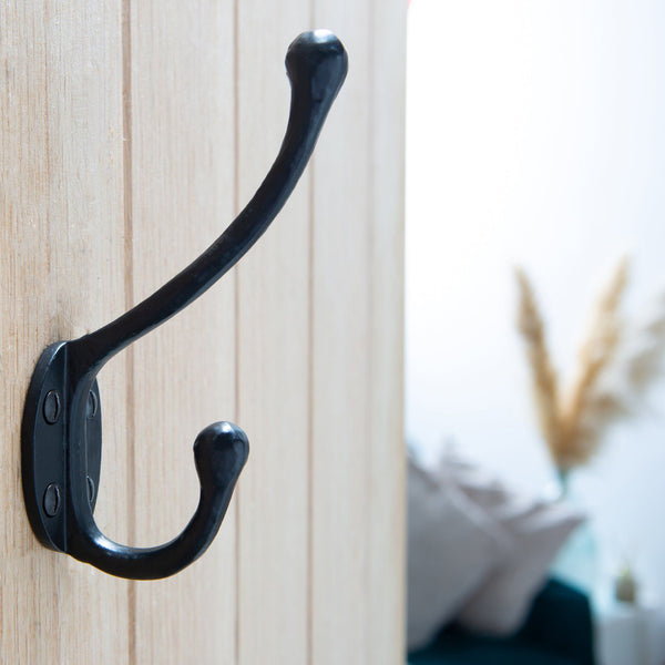 Nicola Spring 35mm X 125mm Black Rounded Hat & Coat Hook