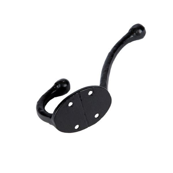 Nicola Spring 35mm X 125mm Black Rounded Hat & Coat Hook