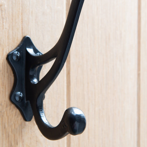 Nicola Spring 35mm X 150mm Black Leaf Backed Hat & Coat Hook