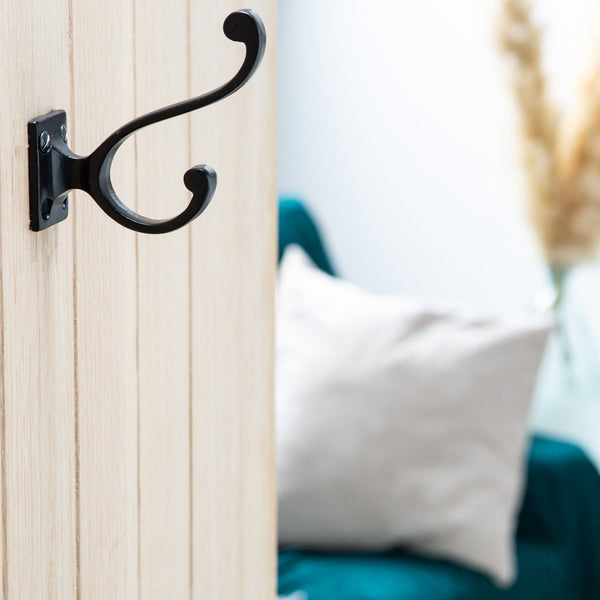 Nicola Spring 35mm X 80mm Black Square Back Hat & Coat Hook