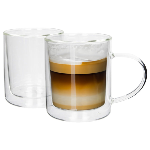 nicola spring 360ml Double-Walled Glass Mugs Set - Pack of 2