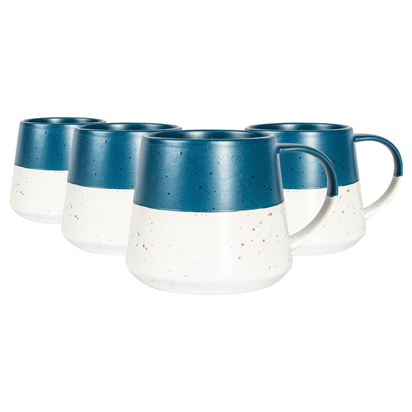 nicola spring 370ml Colour Block Flecked Stoneware Belly Mugs - Pack of Four