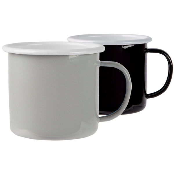 nicola spring 375ml Black/Grey Enamel Mugs - Pack of Four