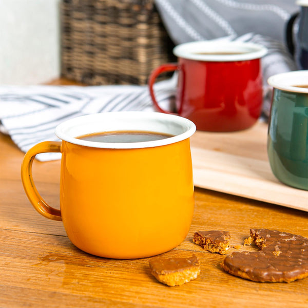 Nicola Spring 375ml Coloured Enamel Belly Mugs - 4 Colours