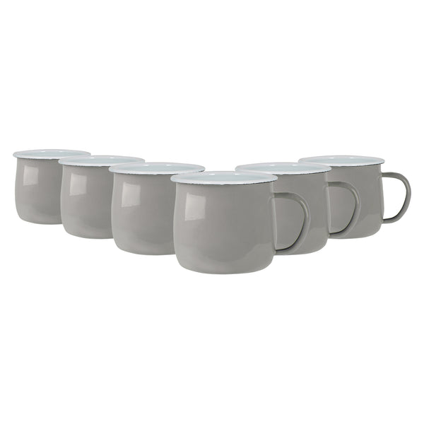 nicola spring 375ml Coloured Enamel Belly Mugs - Pack of Six
