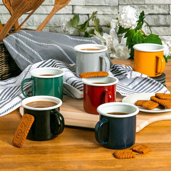 Nicola Spring 375ml Coloured Enamel Mugs - Pack Of Six