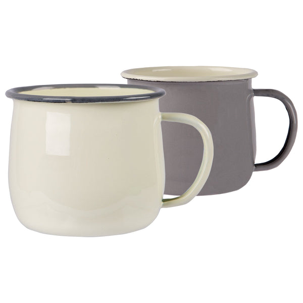 nicola spring 375ml Grey/Cream Enamel Belly Mugs - Pack of Four